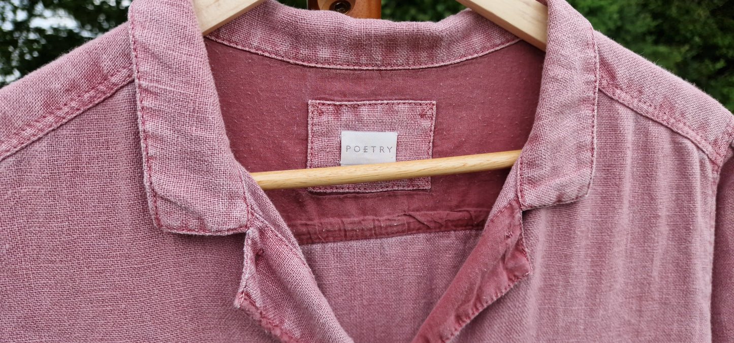 Poetry Pure Linen Button-Up Pocket Dress in Dusty Rose