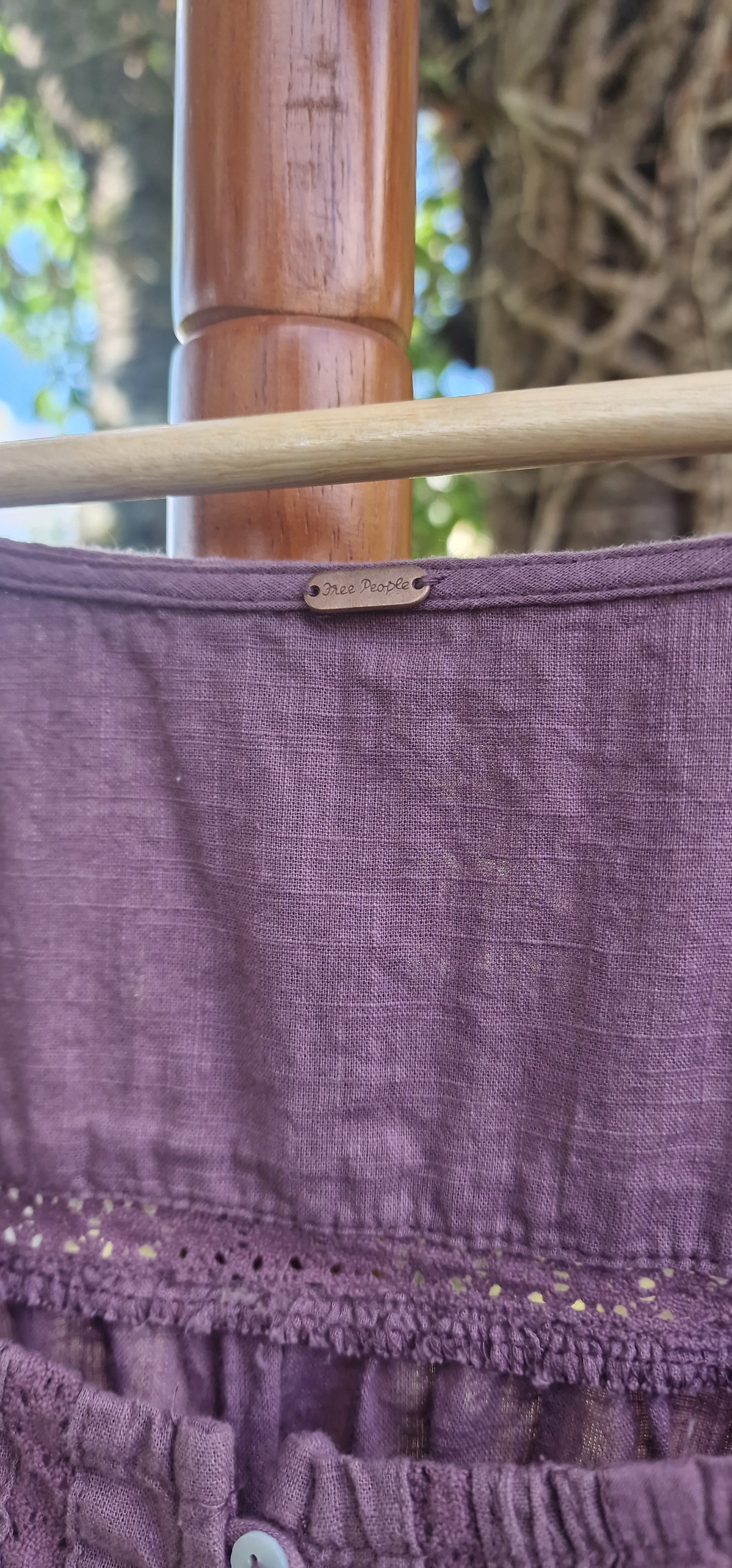 Free People Broderie Anglaise Square Neck Blouse in Dusty Plum