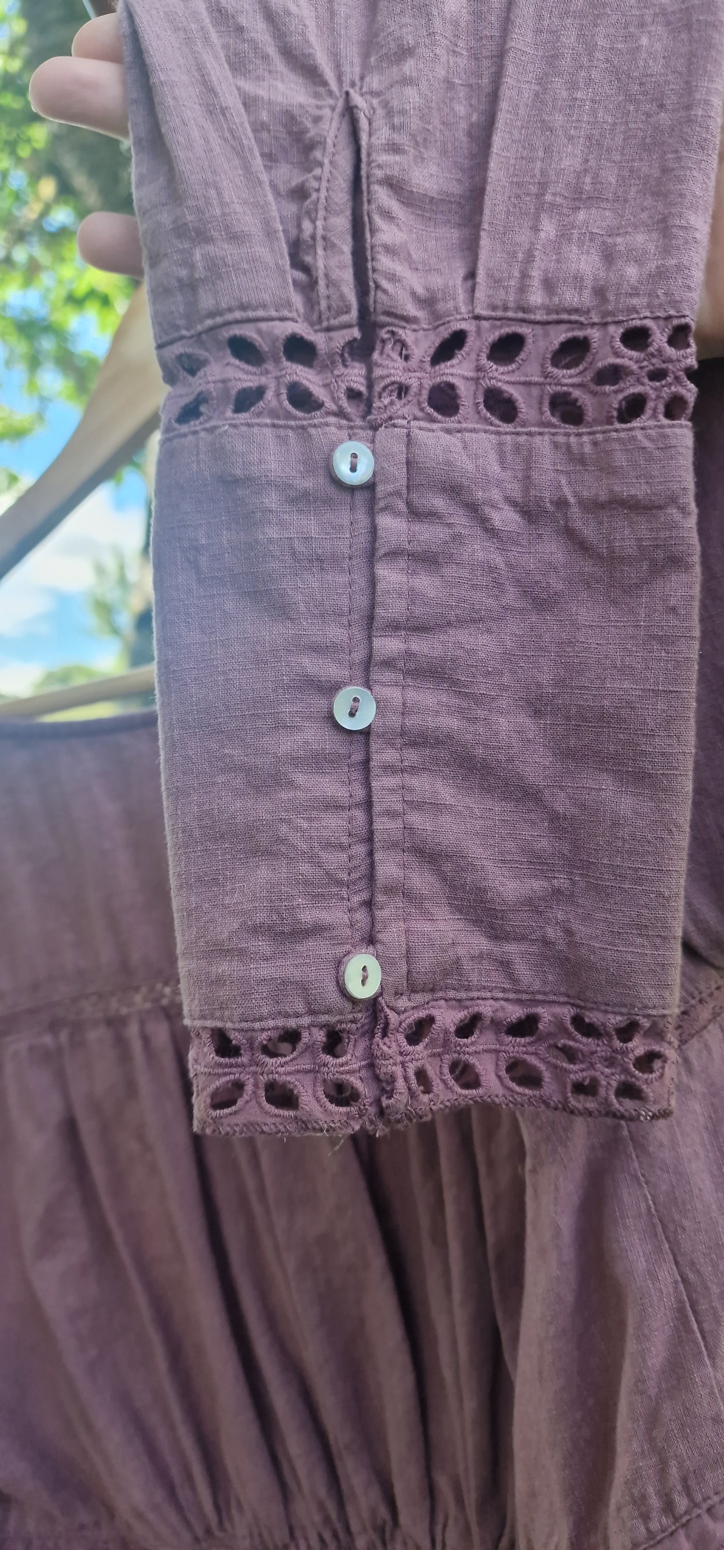 Free People Broderie Anglaise Square Neck Blouse in Dusty Plum